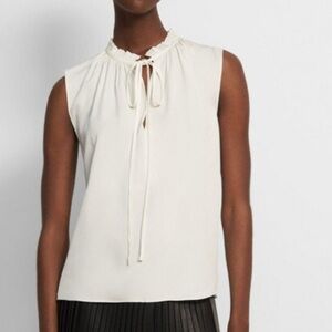 Theory Ivory Tie-Neck Blouse